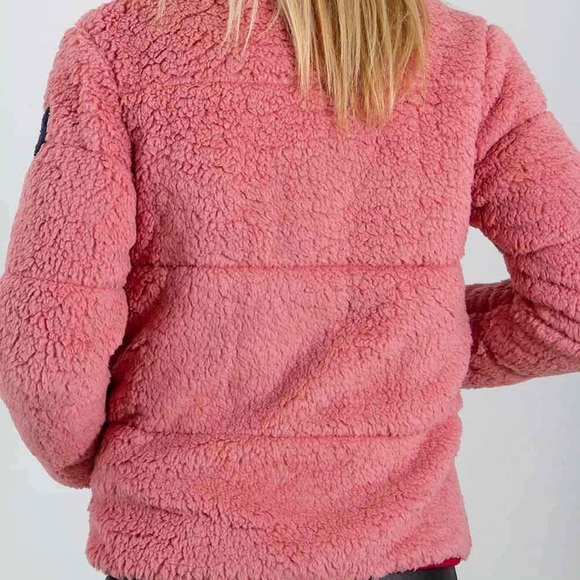 Simply Southern Pink Sherpa Puffer Full Zip Puffer Jacket NWT - Picture 3 of 5